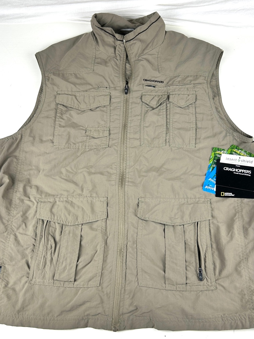 Craghoppers Vest Men's 2XL Beige NosiLife Adventure Utility Outdoor